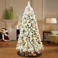 thumbnail image 2 of Soilhill 8ft Pre-Lit Snow-Flocked Christmas Tree with 600 LED Lights & 1445 PVC/Pine Needles Tips, 2 of 7
