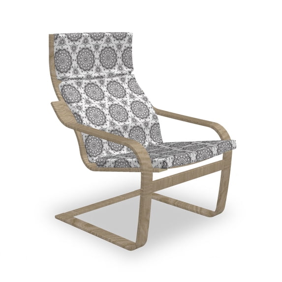 Tribal Armchair Pad and Slipcover, South Eastern Folklore Design with Geometric Circles Wedding Themed Pattern, 1 Piece Soft Cushion Replacement with Removable Cover, Black and White, by Ambesonne