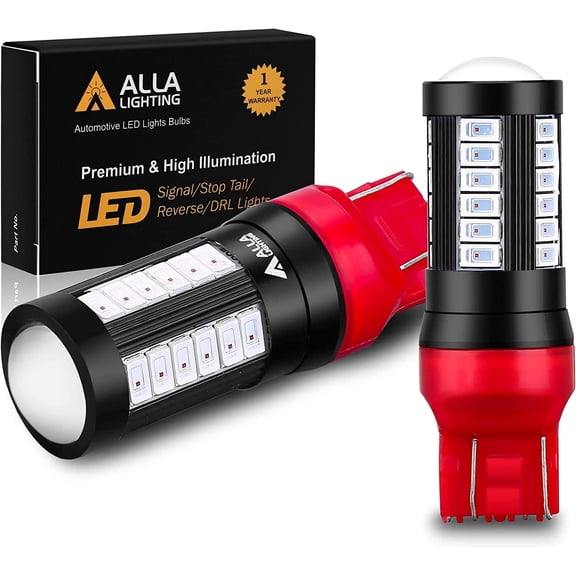 Alla Lighting T20 Base 7440 7443 Strobe LED Brake Lights Bulbs, Red Flashing Stop Lamps 7441 7443LL 7440LL W21W 992 2800 Lumens Xtreme Super Bright 12V 5730 33-SMD Replacement