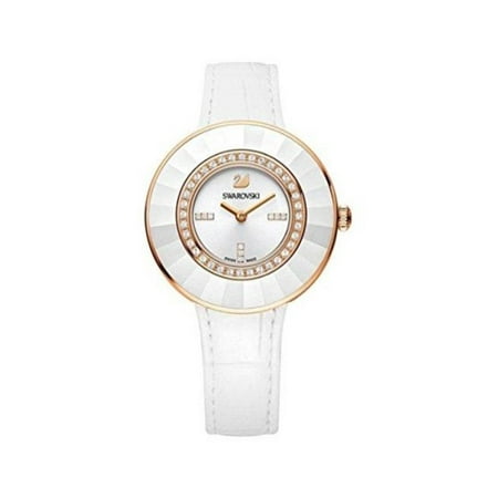 Dressy Leather Watch - NEW (5182265) OCTEA DRESSY ROSE GOLD PAVE WHITE LEATHER CRYSTAL WATCH
