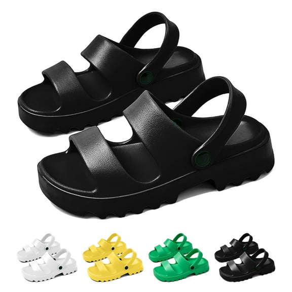 Woman's Comfort Slides with Adjustable Strap EVA Flat Pillow Sandals- Open Toe Cloud Slides Soft Thick Sole Non-Slip Indoor & Outdoor