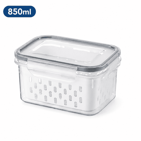 Fruit and Vegetable Storage Containers for Fridge, 3-in-1 Fresh Keeping Box with Lid and Colander, Multi-Size Produce Storage Bins for Kitchen Organization