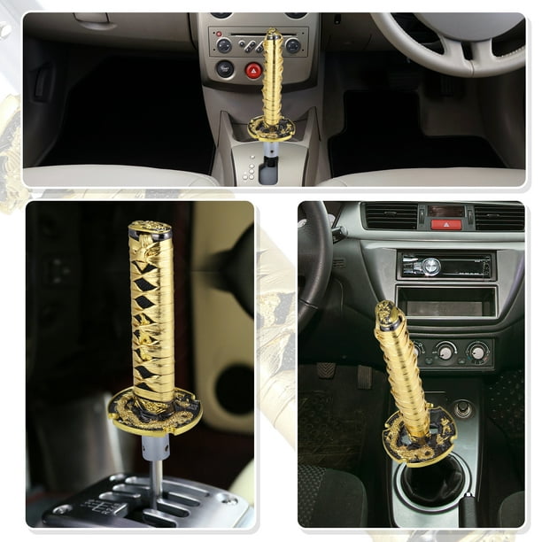 15cm Samurai Sword Style Gear Shifter Lever Shift Knob Classic Braided  Pattern for Manual Automatic AT MT Blue White 