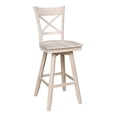 thumbnail image 4 of 3-Piece Bar Height Solid Wood Dining Set with 72" x 28" Table and 2 Cross Back Swivel 30 in. Seat Height Bar Stools - Unfinished, 4 of 8