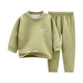 thumbnail image 2 of Kids Boys Girls Loungewear Sets Thermal Warm Underwear Set Comfy Home Wear Long Sleeve Tops And Elastic Waisted Bottoms Pants 2 Piece Fall Winter Outfit Clothes Green 4-5 Years, 2 of 7