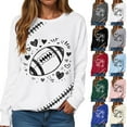 thumbnail image 2 of GEWSEY Sweatshirts for Women Game Day Rugby Sweatshirt Round Neck Long Sleeve Casual Shirt Soccer Pullover for Women (Green, L), 2 of 8