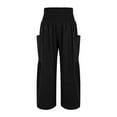 thumbnail image 2 of Yubnlvae 2025 Women's High Waist Linen Beach Pants Wide Leg Harem Trousers with Pockets | Folk Style Casual & Vacation Style, Black, Xl, 2 of 9