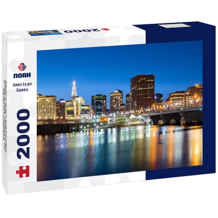 Noah Jigsaw Puzzle Hartford skyline and Founders Bridge at dusk. Hartford is the capital of Connecticut 2000 pieces