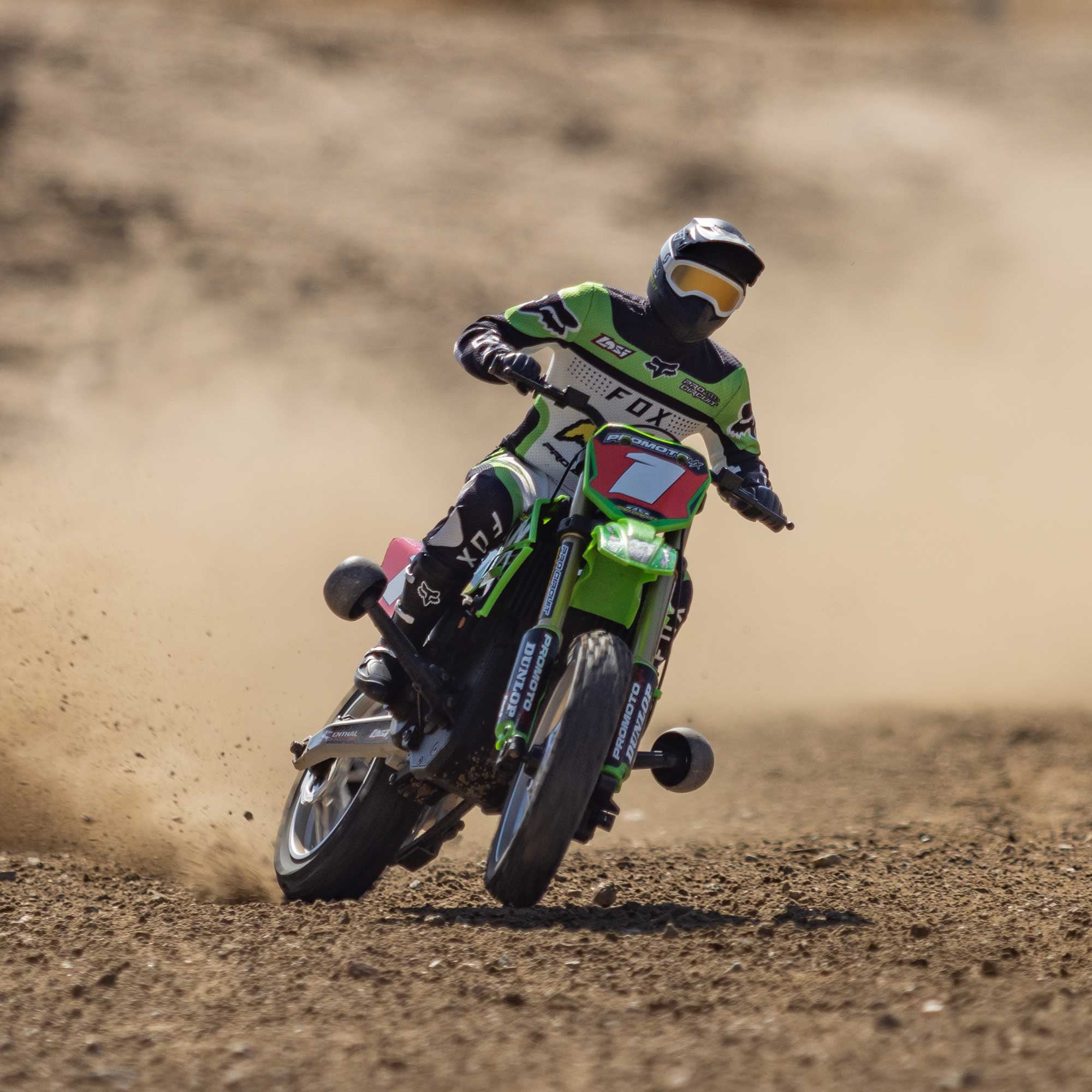Losi RC Motorcycle Promoto-MX 1/4 Motorcycle Ready-To-Run Combo Includes Battery and Charger Pro Circuit LOS06002 Green Other Gas Tank Motorcycle etc.