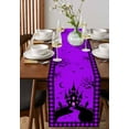 thumbnail image 2 of Table Runners 70 Inches Long Dress Scarves, Halloween Purple Farmhouse Coffee/Dining/Kitchen Table Decor, Holiday Table Runner, Cartoon Castle Bat Plaid Moon Black 13x70 Inch, 2 of 7