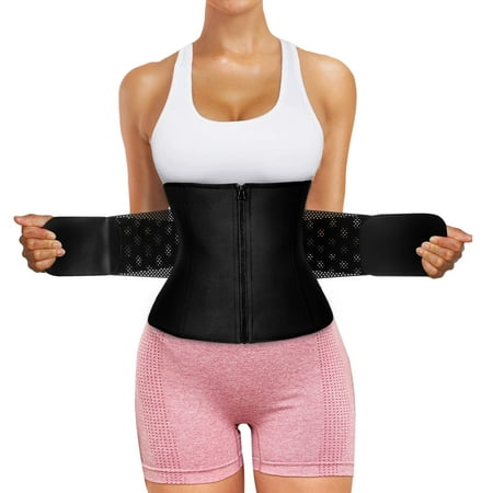 

CtriLady Waist Trainer for Women Sauna Sweat Corset Cincher Belt Tummy Control Slimming Body Shaper Belly Workout Sport Girdle Zipper Weight Loss Band(Black X-Large)