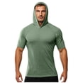 thumbnail image 2 of YABCSAZ Athletic Shirts for Men Short Sleeve Muscle Shirts Classic Summer Casual Hoodies Shirts Relaxed Oxford Shirt Hooded Tops Regular Fit Gym T-Shirts for Hiking Fishing Jogging, 2 of 5