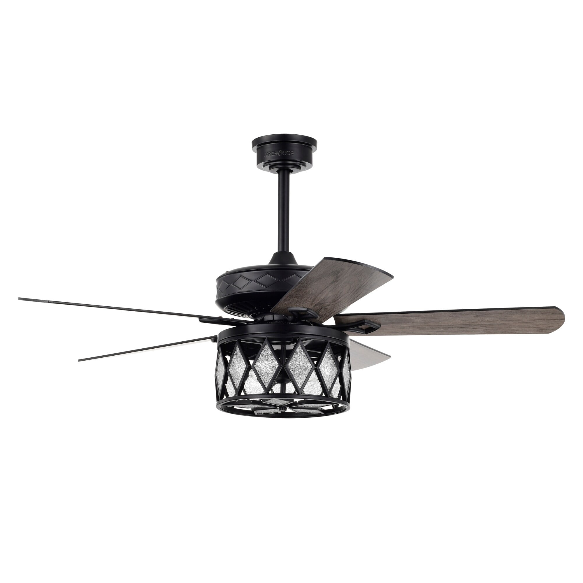Jescha 52 in. 2-Light Indoor Matte Black Finish Ceiling Fan with Light Kit and Remote