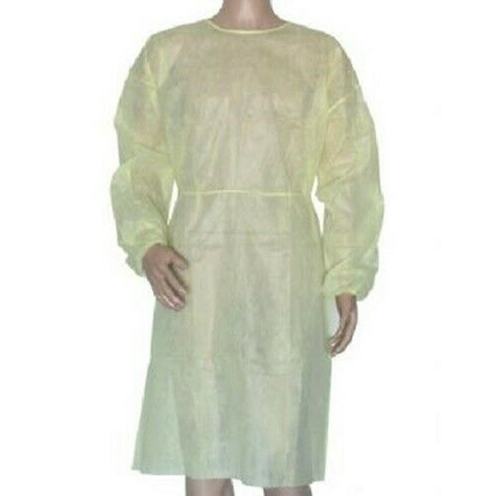 Fluid Resistant Isolation Gowns, Disposable, Full Back, Yellow, 50/CS