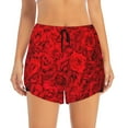 thumbnail image 2 of Rateoe Red Rose Printed 2 in 1 Women's Workout Shorts for Athletic Gym Running Shorts with Phone Pockets-Large, 2 of 7
