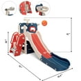 thumbnail image 3 of CIPACHO Kids Slide and Climber Playset for Age 2-8, 5 In 1 Freestanding Toddler Playground with Basketball Hoop, Telescope, Ball and Storage Space, Red, 3 of 7