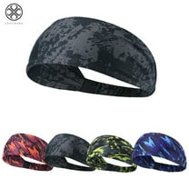 Wicking Elastic Yoga Headband Hairband for Working Out, Running, Gym, Cycling (Camo Gray)