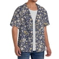 thumbnail image 4 of Cauagu Daisies Flowers Men's Short Sleeve Button Down Hawaiian Shirt for Men Bowling Shirts Casual Summer Beach Shirt,Large, 4 of 6
