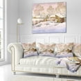 thumbnail image 3 of Designart Old Winter Village - Landscape Watercolor Throw Pillow - 18x18, 3 of 5