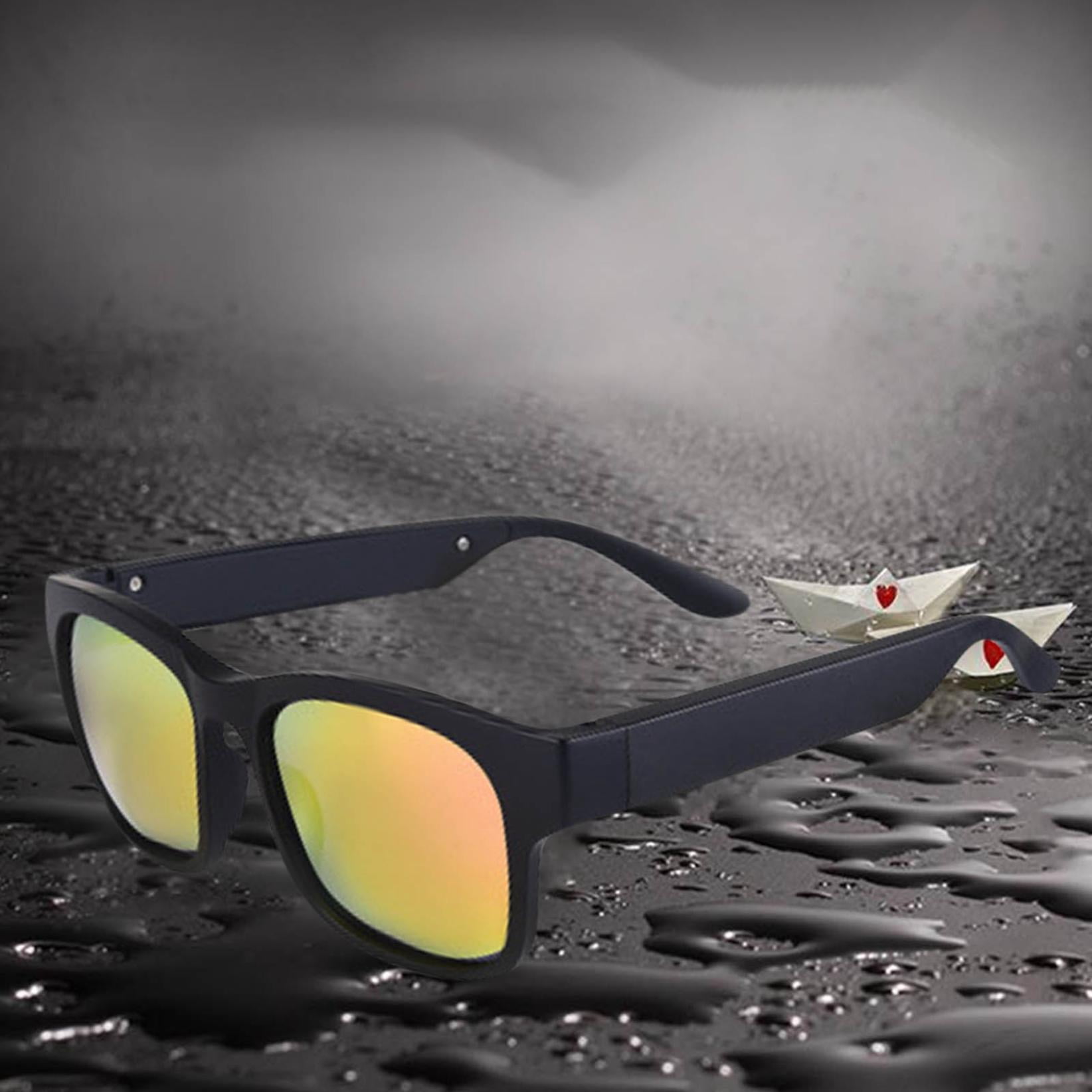 Bluetooth 5.0 Sunglasses for Men & Women, 5H Playtime,Noise Canceling, IP7 Waterproof,HD Calls,Stereo Sound Quality, Used for Running, Driving, Cycling, Hiking, Hunting(Gold)