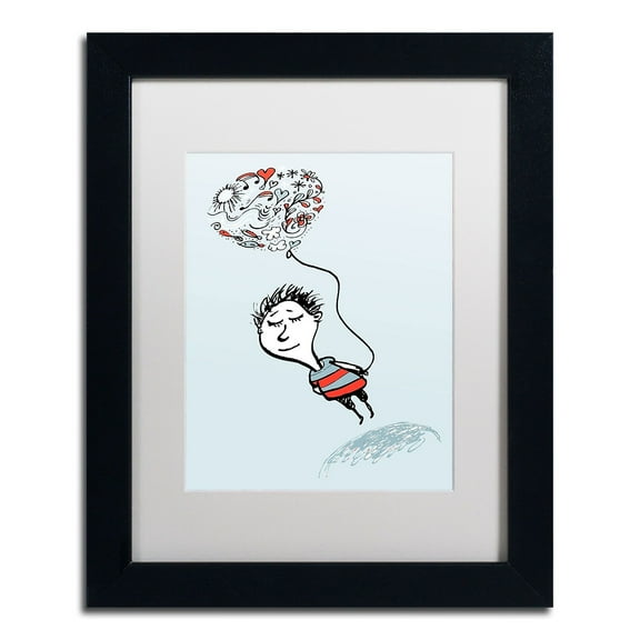 Trademark Fine Art "Love Balloon" Canvas Art by Carla Martell, White Matte, Black Frame