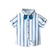 thumbnail image 3 of Suealasg 2Pcs Little Boy Gentleman Suits Outfit Short Sleeves Button T-Shirt with Bow Tie and Suspender Shorts Set 1T 2T 3T 4T 5T 6T Toddler Kids Boys Summer Formal Wear Clothes, 3 of 9