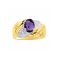 thumbnail image 1 of RYLOS Bagues pour Femmes Bague en Or Jaune 14K Pierre Précieuse Ovale 8X6MM et Diamants Design Classique Améthyste de Février Bijoux pour Femmes Taille 6, 1 of 7