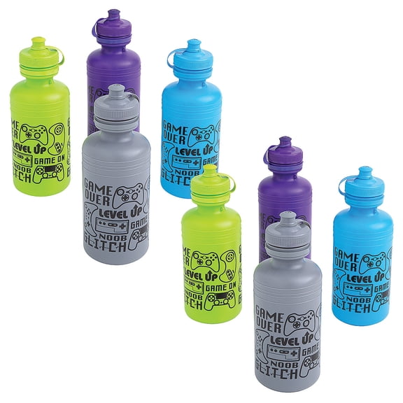 Fun Express Gamer Reusable BPA-Free Plastic Water Bottles Bulk 60 Ct