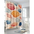 thumbnail image 5 of Orange Blue Pink Coastal Waterproof Fabric Shower Curtain, Summer Nautical Shell Beach Shower Curtain for Bathroom Curtains Bathtubs Hotel Washable Shower Curtains with 12 Hooks Standard 66x72, 5 of 6