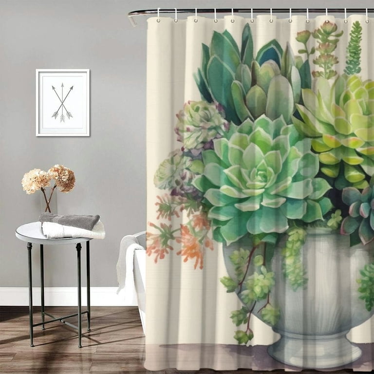 Pratyus Succulents Greenery Printed Shower Curtain Chic Modern Bathroom  Decor with Hooks 36x72 - Walmart.com