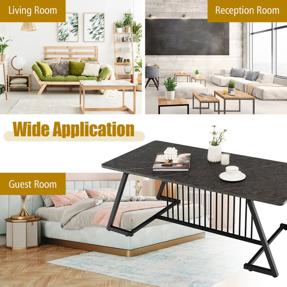 Finihen Coffee Table, Rectangular Coffee Table, 48 Inch Modern Style Coffee Table with Spacious Tabletop, for Living Room, Reception Room, Black Finihen Coffee Table, Rectangular Coffee Table, 48 Inch Modern Style Coffee Table with Spacious Tabletop, for Living Room, Reception Room, Black