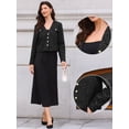thumbnail image 2 of DARING DIVA Women's Tweed Long Sleeve Button Down Cropped Blazer XS Black, 2 of 6