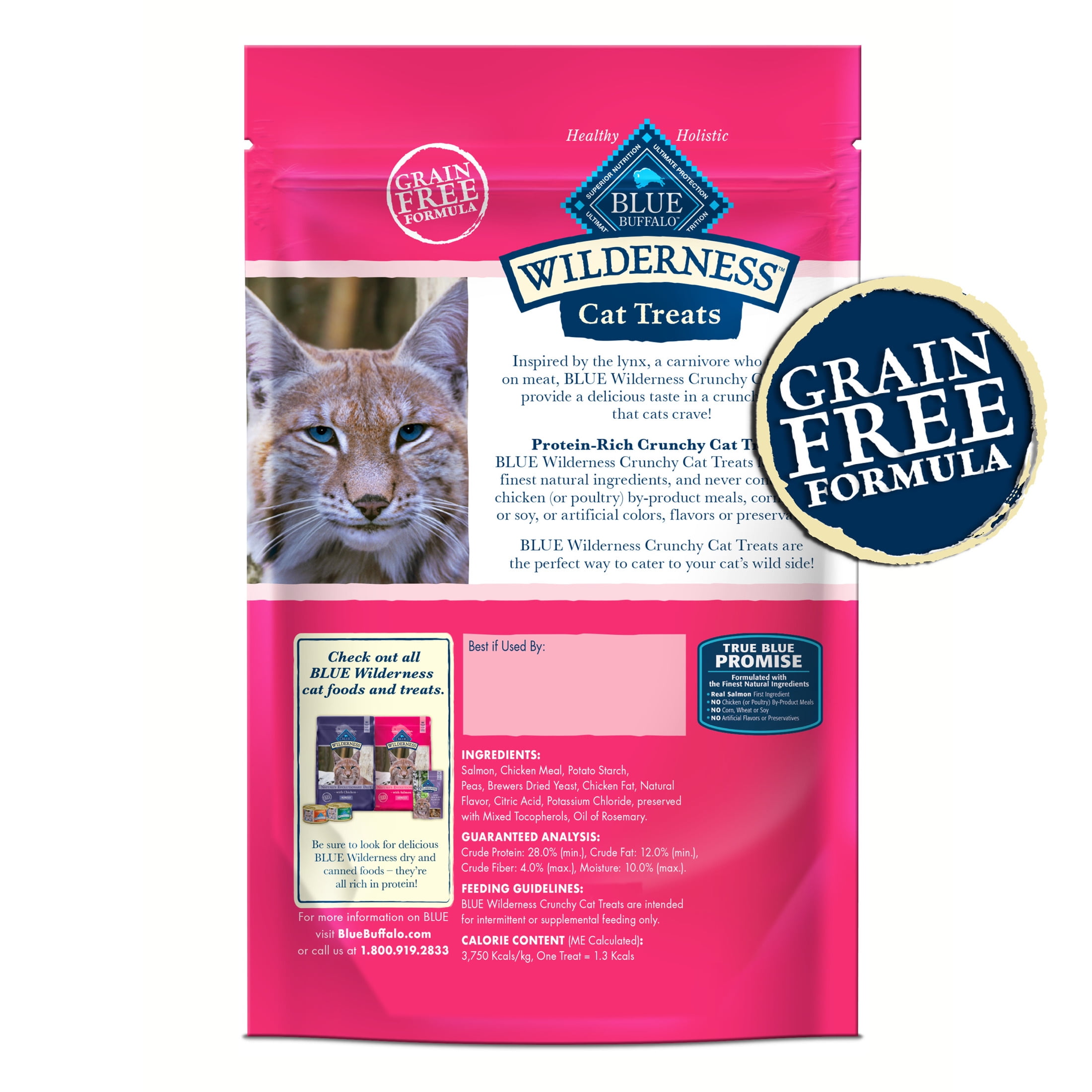 Blue Buffalo Wilderness Crunchy Cat Treats, Tasty Salmon Flavor, 2-oz. Bag