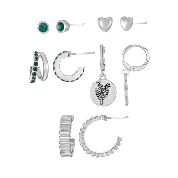 Time and Tru August PoppyEarring Pack Silvertone