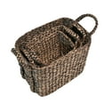 thumbnail image 5 of happimess BSK2001B-3SET Clara Farmhouse Classic Handwoven Hyacinth Rectangle Storage Floor Baskets with Handles, Brown (Set of 3), 5 of 7