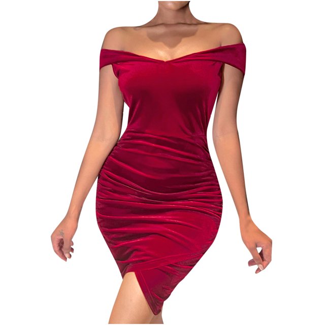 Mini vestido de manga larga con lentejuelas de cadera envuelta informal de color sólido con costura de un hombro para mujer Fridja nbo3035