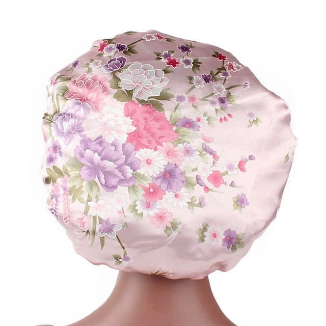 Bonnet de Soins Capillaires à Larges Bords Satiné Imprimé Floral à la Mode pour Femmes