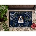 thumbnail image 3 of Carolines Treasures BB5097MAT 18 x 27 in. Blue Flowers Saint Bernard Indoor or Outdoor Mat, 3 of 4