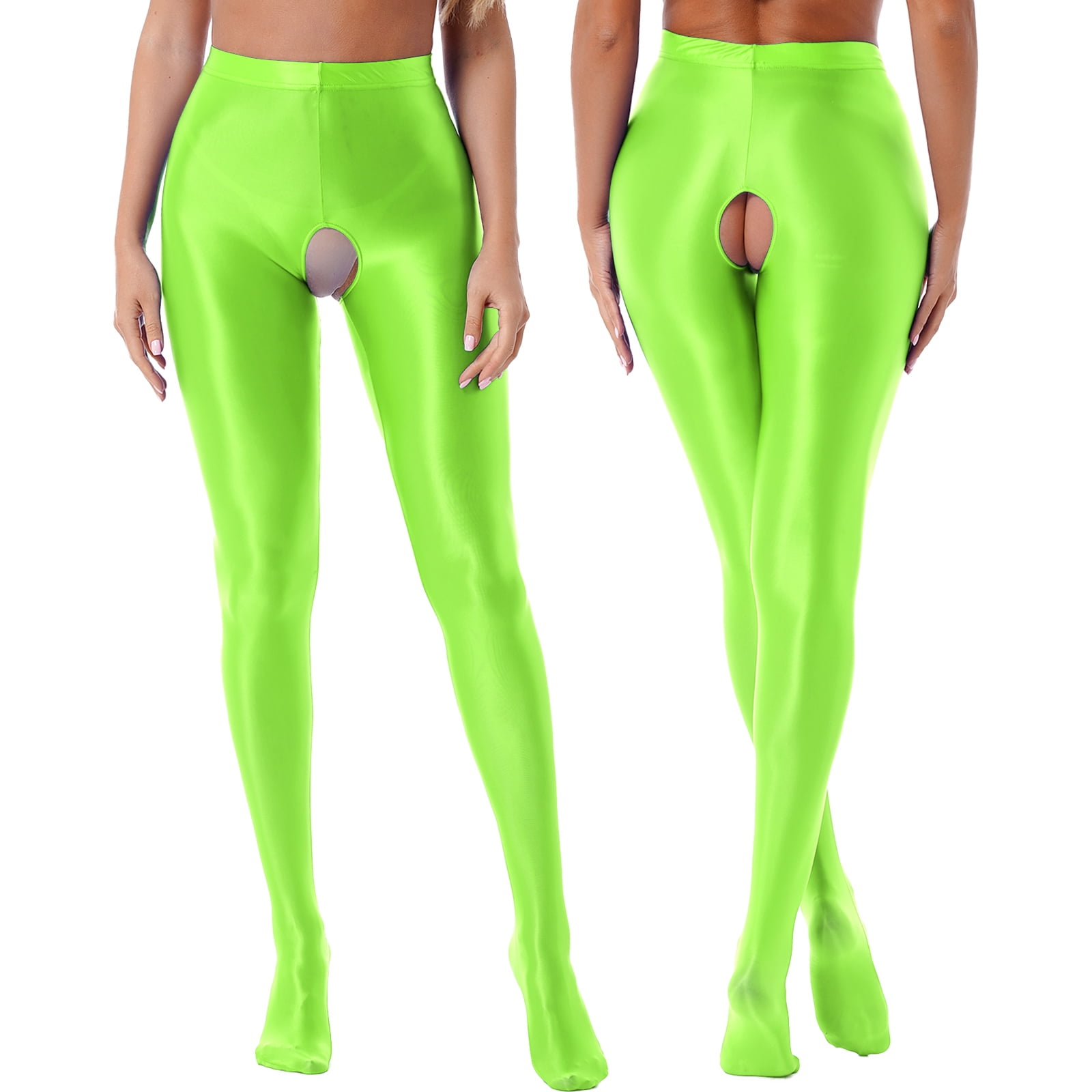 iiniim Women's Oil Glossy Footed Leggings Nylon Spandex Tights Opaque