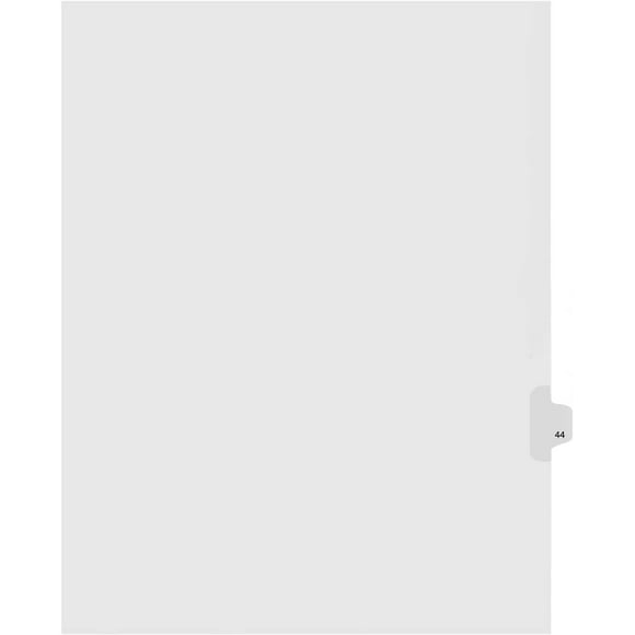 Kleer-Fax Séparateurs d'Index à Onglets Latéraux Numérotés Individuellement au 1/25e Coup, 25 Feuilles par Pack, Blanc, Numéro 44