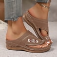 thumbnail image 2 of Pandaie Women's Orthopedic Wedge Sandals 2026 Embroidery Platform Slip on Slides Arch Support Summer Beach Walking Flip Flops Brown Size 6, 2 of 9
