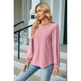 thumbnail image 6 of Womens Long Puff Sleeve Shirts Casual Tops Dressy Blouses Tunic Fall Fashion 2025 Trendy Loose Outfits Pink S, 6 of 8