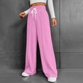 thumbnail image 4 of DHFJKG Women's Wide Leg Sweatpants High Waist Loose Fit Elastic Drawstring Solid Color Sports Casual For Commuting Running Soft Classic Trousers, 4 of 9