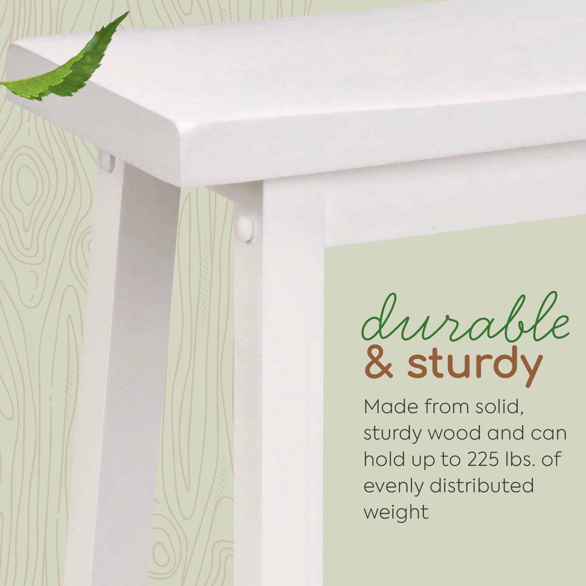 PJ Wood Saddle-Seat 29 Inch Kitchen and Bar Counter Stool, White, Set of 2