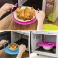 thumbnail image 4 of 3Pcs Microwave Folding Tray 3-in-1 Multipurpose Foldable Microwave Plate Reusable Food Splatter Cover Microwave Plate Stacker Steaming Tray Rack with Handle for Bowls Plates Oven Kitchen, 4 of 7