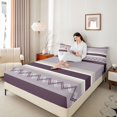 thumbnail image 5 of Homewish Hippie Plum Abstract Twin Sheet Sets for Women, Chic Minimalism Twin Fitted Sheet, Modern Fashion Theme Flat Sheet, Ultra Soft Bedroom Decor, 3-Piece, 5 of 8