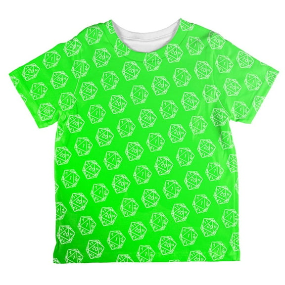 D20 Gamer Critical Hit and Fumble Green Pattern All Over Toddler T Shirt Multi 6T