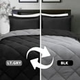 thumbnail image 2 of 3pc Black Queen Size Comforter Set-All Season Reversible Down Alternative Comforter with Two Shams -Quilted Duvet Insert with Corner Tabs - Diamond Stitched Blanket - Breathable, Soft, Fluffy, 2 of 8