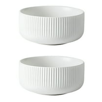 LAMIRO 2 Pack Salad Bowl, Large Serving Bowl Set, Deep Bowl for Kitchen, Ceramic Bowl Set for Soup, Dishwasher & Microwave Safe, Easy Clean - White