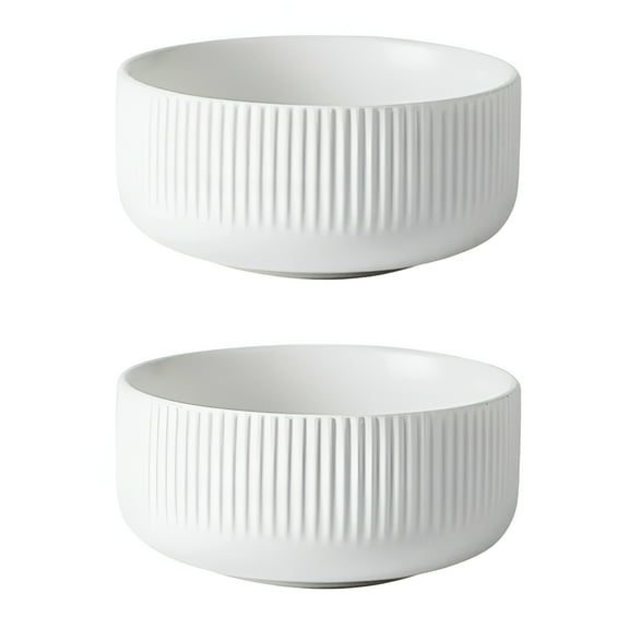 LAMIRO 2 Pack Salad Bowl, Large Serving Bowl Set, Deep Bowl for Kitchen, Ceramic Bowl Set for Soup, Dishwasher & Microwave Safe, Easy Clean - White